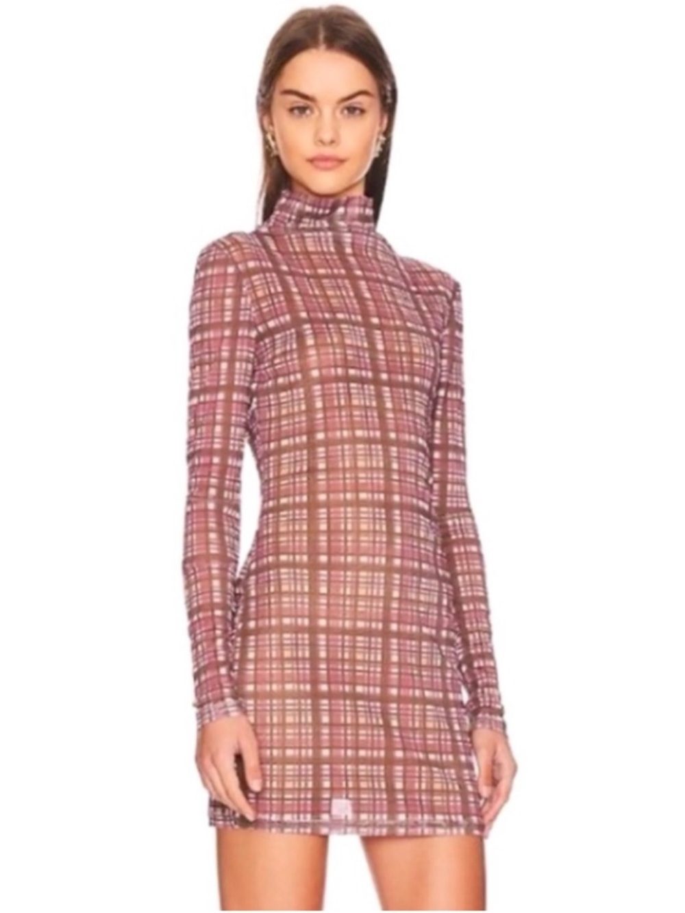 Atoir Mauve Plaid Mini Dress